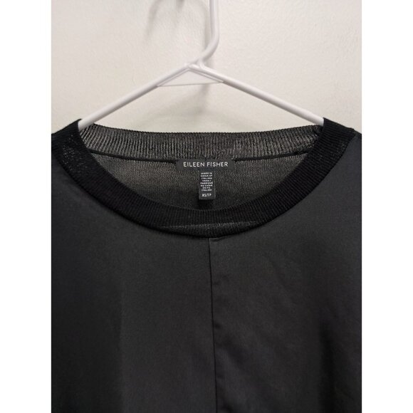 Eillen Fisher Womens Sweater XS Black Silk Blend Minimalist Capsule Sustainable - Picture 2 of 6